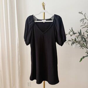 Melloday Black Puff Sleeve Mini Dress | Gingham Trim | Size XL